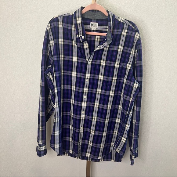 J. Crew washed tartan buttoned down purple & pink plaid XL - Picture 1 of 7